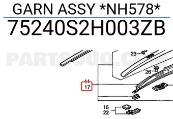 Honda 75240S2H003ZB GARN ASSY *NH578*