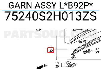 Honda 75240S2H013ZS GARN ASSY L*B92P*