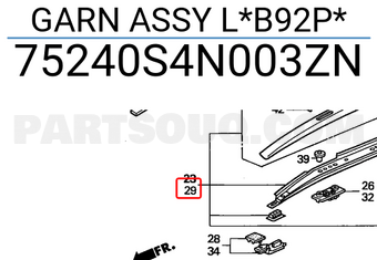 Honda 75240S4N003ZN GARN ASSY L*B92P*