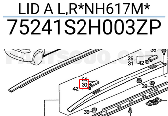 Honda 75241S2H003ZP LID A L,R*NH617M*