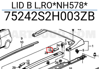 Honda 75242S2H003ZB LID B L,RO*NH578*