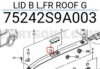 Honda 75242S9A003 LID B L,FR ROOF G