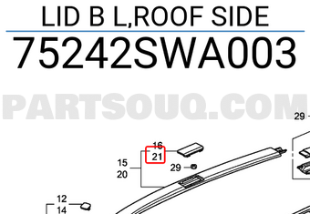Honda 75242SWA003 LID B L,ROOF SIDE