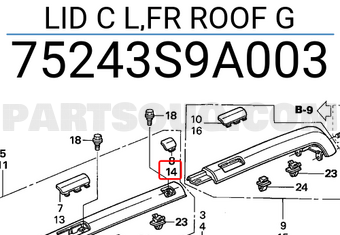 Honda 75243S9A003 LID C L,FR ROOF G