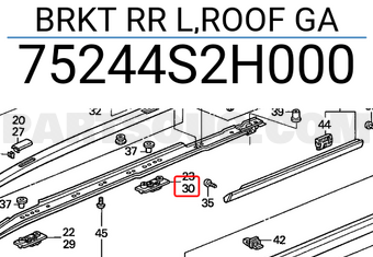 Honda 75244S2H000 BRKT RR L,ROOF GA