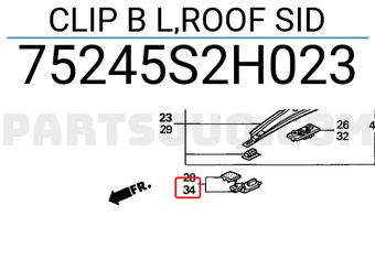 Honda 75245S2H023 CLIP B L,ROOF SID