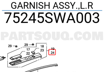 Honda 75245SWA003 GARNISH ASSY.,L.R