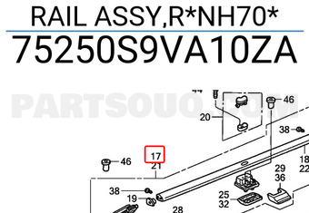 Honda 75250S9VA10ZA RAIL ASSY,R*NH70*