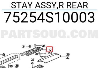 Honda 75254S10003 STAY ASSY,R REAR