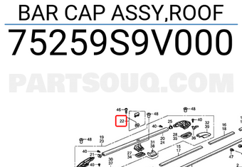 Honda 75259S9V000 BAR CAP ASSY,ROOF