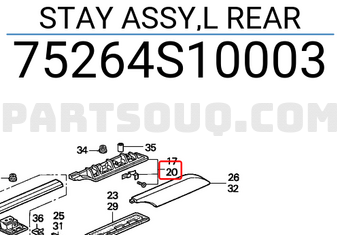Honda 75264S10003 STAY ASSY,L REAR