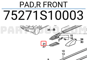 Honda 75271S10003 PAD,R FRONT