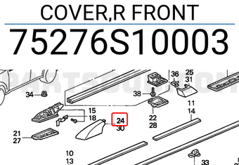 Honda 75276S10003 COVER,R FRONT