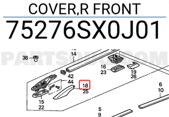 Honda 75276SX0J01 COVER,R FRONT