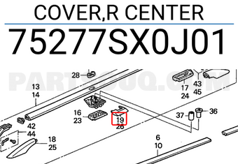 Honda 75277SX0J01 COVER,R CENTER