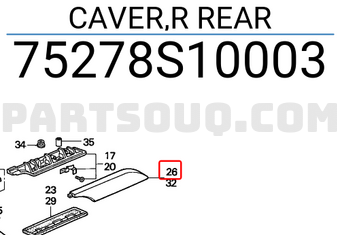 Honda 75278S10003 CAVER,R REAR
