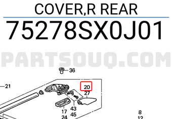 Honda 75278SX0J01 COVER,R REAR