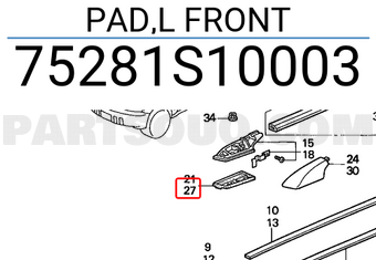 Honda 75281S10003 PAD,L FRONT