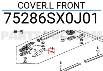 Honda 75286SX0J01 COVER,L FRONT