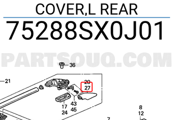 Honda 75288SX0J01 COVER,L REAR