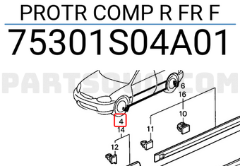 Honda 75301S04A01 PROTR COMP R FR F