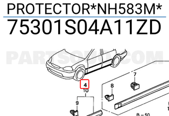 Honda 75301S04A11ZD PROTECTOR*NH583M*