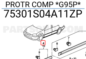 Honda 75301S04A11ZP PROTR COMP *G95P*