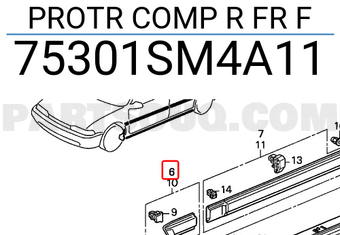 Honda 75301SM4A11 PROTR COMP R FR F