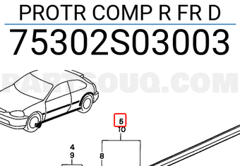 Honda 75302S03003 PROTR COMP R FR D