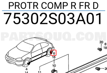 Honda 75302S03A01 PROTR COMP R FR D