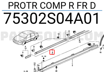 Honda 75302S04A01 PROTR COMP R FR D