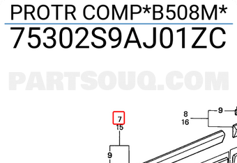 Honda 75302S9AJ01ZC PROTR COMP*B508M*