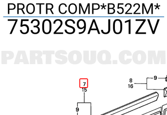 Honda 75302S9AJ01ZV PROTR COMP*B522M*