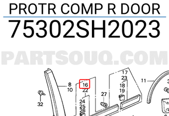Honda 75302SH2023 PROTR COMP R DOOR