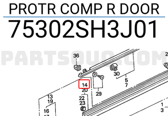 Honda 75302SH3J01 PROTR COMP R DOOR