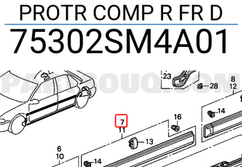 Honda 75302SM4A01 PROTR COMP R FR D