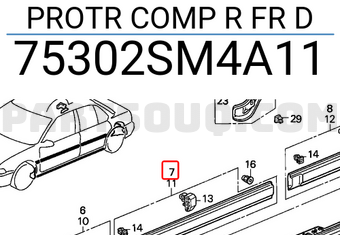 Honda 75302SM4A11 PROTR COMP R FR D