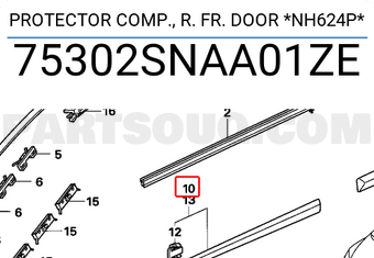 Honda 75302SNAA01ZE PROTECTOR COMP., R. FR. DOOR *NH624P*