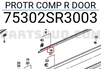 Honda 75302SR3003 PROTR COMP R DOOR