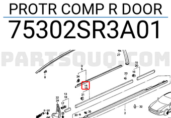 Honda 75302SR3A01 PROTR COMP R DOOR