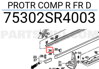 Honda 75302SR4003 PROTR COMP R FR D