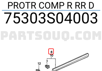 Honda 75303S04003 PROTR COMP R RR D
