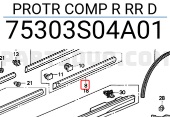 Honda 75303S04A01 PROTR COMP R RR D