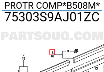Honda 75303S9AJ01ZC PROTR COMP*B508M*