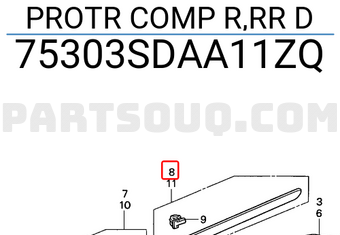 Honda 75303SDAA11ZQ PROTR COMP R,RR D