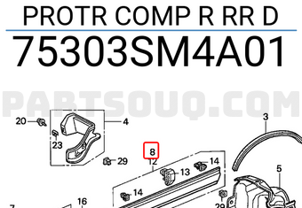 Honda 75303SM4A01 PROTR COMP R RR D