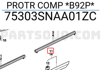 Honda 75303SNAA01ZC PROTR COMP *B92P*