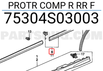 Honda 75304S03003 PROTR COMP R RR F