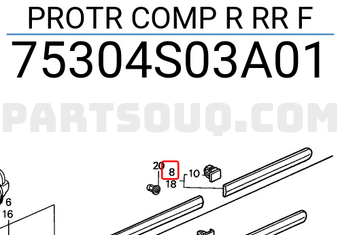 Honda 75304S03A01 PROTR COMP R RR F