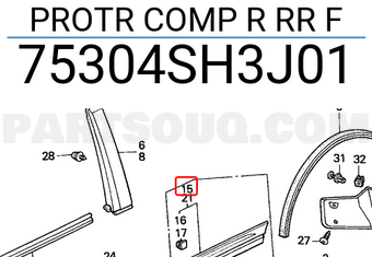 Honda 75304SH3J01 PROTR COMP R RR F